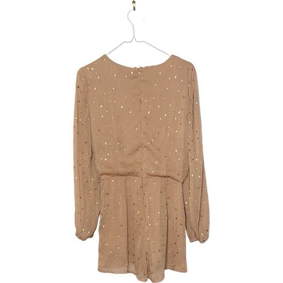 Lulus Whimsical Dreams Star Print Long Sleeve Romper in Blush Size S - Picture 4 of 6